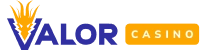 The Valor Casino name in bold blue and gold for the website footer